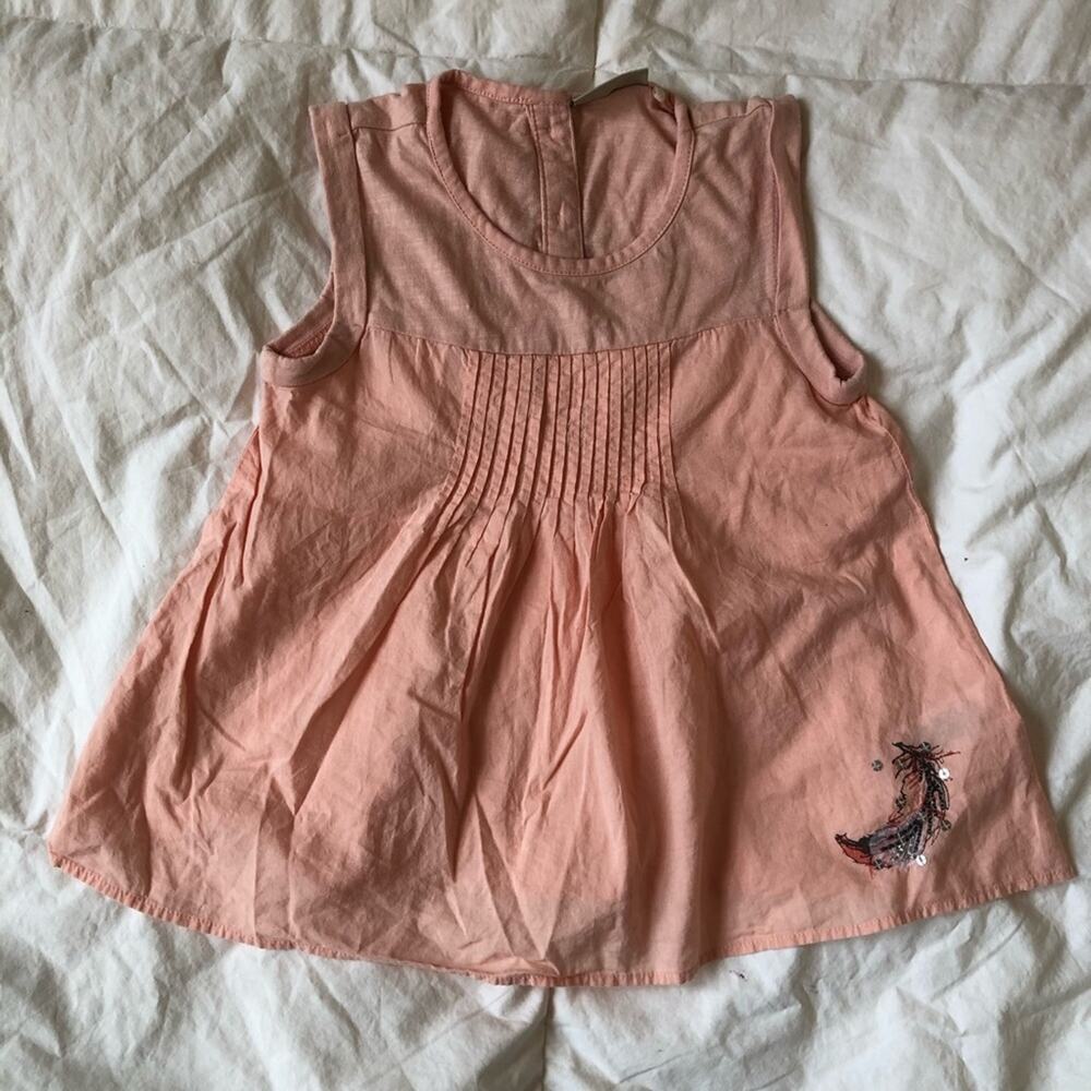Next Sleeveless Shirt Flowy Feather Accent Corral Size 3-4